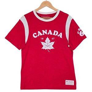 Team Canada Olympic Men's Hudson's Bay Red Ringer T-Shirt Since 67 S